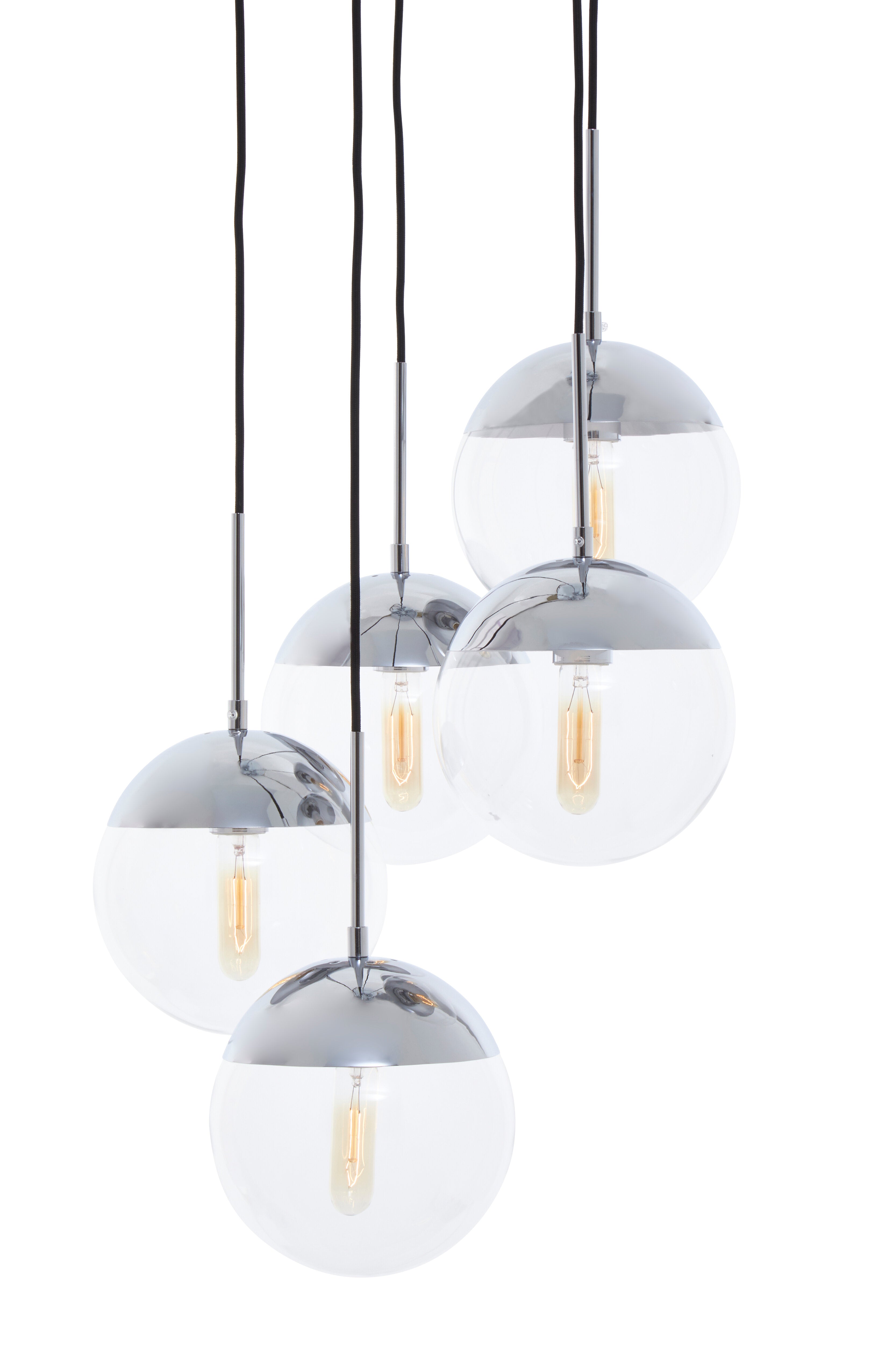 Kidston Chrome Finish Five Pendant Lights